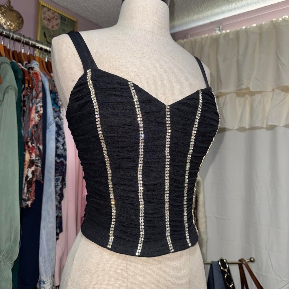 Y2K Rhinestone Corset Cami